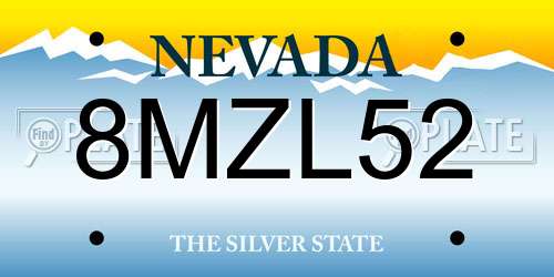 8MZL52 Nevada License Plate