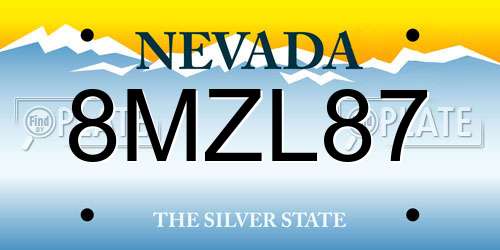 8MZL87 Nevada License Plate
