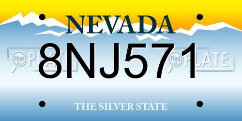 8NJ571 Nevada License Plate