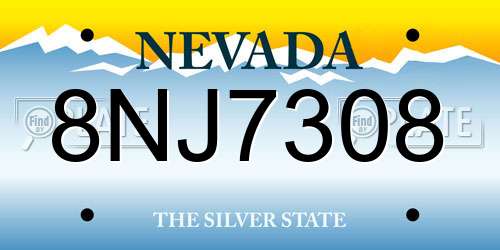 8NJ7308 Nevada License Plate