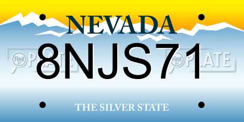 8NJS71 Nevada License Plate