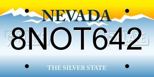 8NOT642 Nevada License Plate