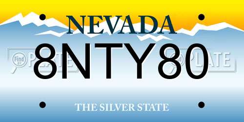 8NTY80 Nevada License Plate