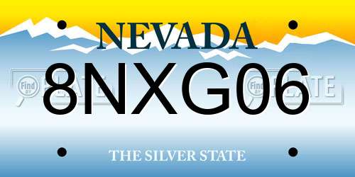 8NXG06 Nevada License Plate