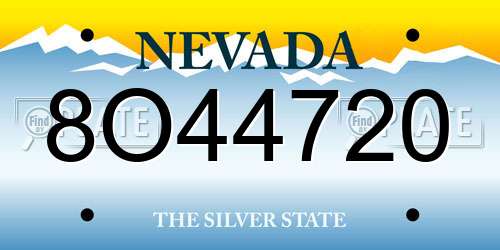 8O44720 Nevada License Plate
