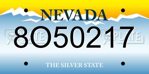 8O50217 Nevada License Plate