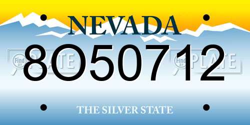 8O50712 Nevada License Plate