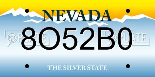 8O52B0 Nevada License Plate