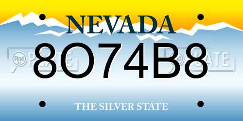 8O74B8 Nevada License Plate