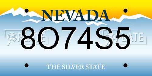8O74S5 Nevada License Plate