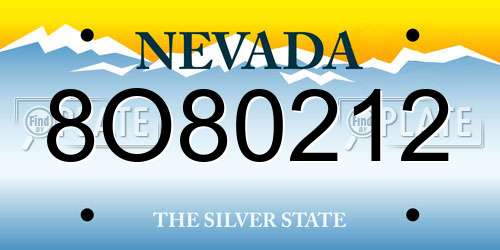 8O80212 Nevada License Plate