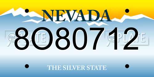 8O80712 Nevada License Plate
