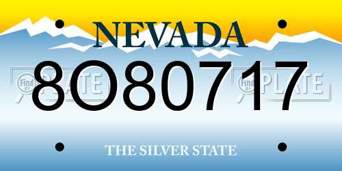 8O80717 Nevada License Plate