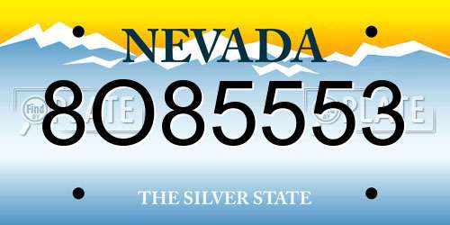 8O85553 Nevada License Plate