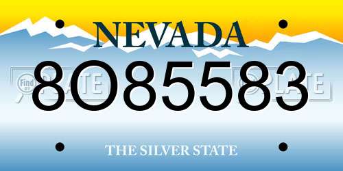 8O85583 Nevada License Plate