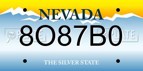 8O87B0 Nevada License Plate