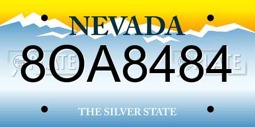 8OA8484 Nevada License Plate