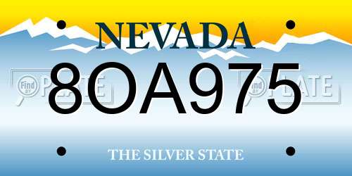 8OA975 Nevada License Plate