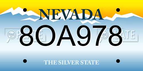8OA978 Nevada License Plate