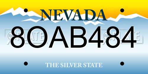 8OAB484 Nevada License Plate