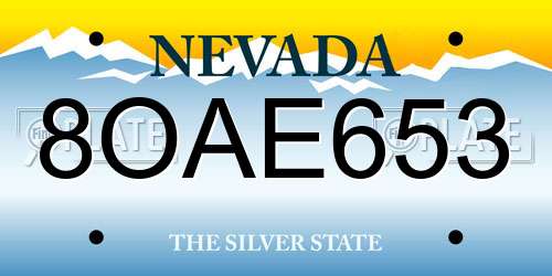 8OAE653 Nevada License Plate