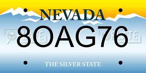 8OAG76 Nevada License Plate