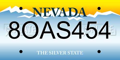 8OAS454 Nevada License Plate