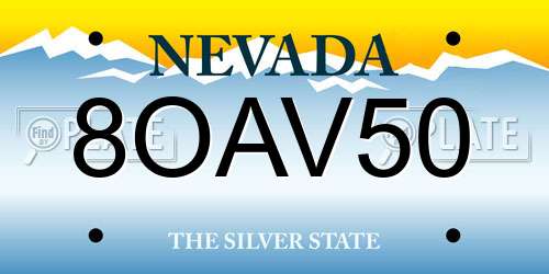 8OAV50 Nevada License Plate