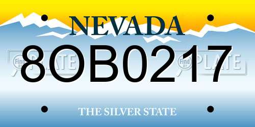 8OB0217 Nevada License Plate