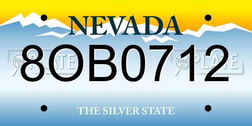 8OB0712 Nevada License Plate