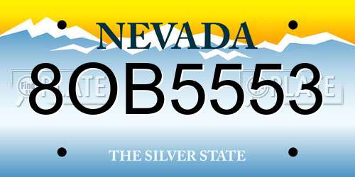 8OB5553 Nevada License Plate