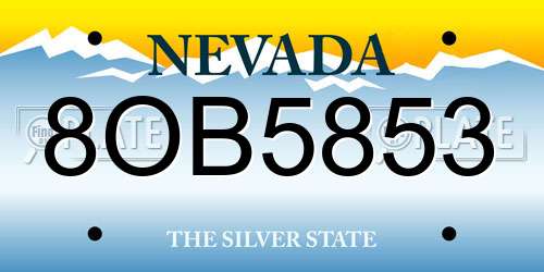 8OB5853 Nevada License Plate
