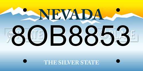 8OB8853 Nevada License Plate
