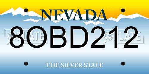 8OBD212 Nevada License Plate