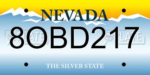 8OBD217 Nevada License Plate