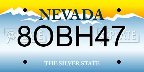 8OBH47 Nevada License Plate