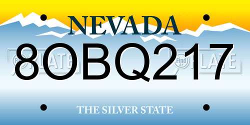 8OBQ217 Nevada License Plate
