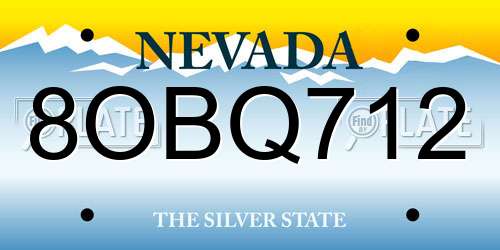 8OBQ712 Nevada License Plate