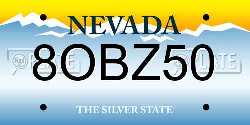 8OBZ50 Nevada License Plate