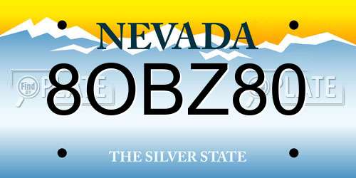 8OBZ80 Nevada License Plate