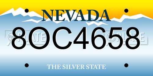 8OC4658 Nevada License Plate