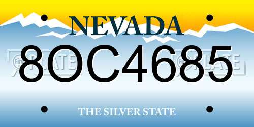 8OC4685 Nevada License Plate
