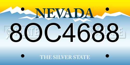 8OC4688 Nevada License Plate