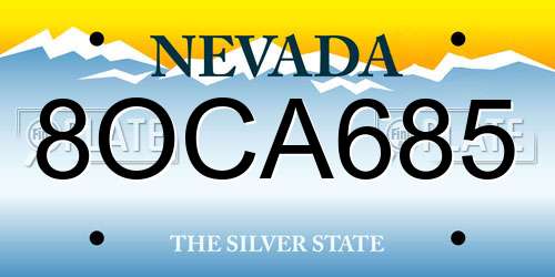 8OCA685 Nevada License Plate
