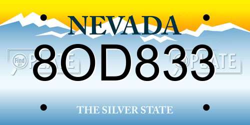 8OD833 Nevada License Plate