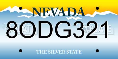 8ODG321 Nevada License Plate