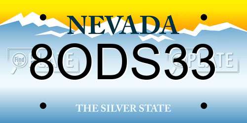 8ODS33 Nevada License Plate