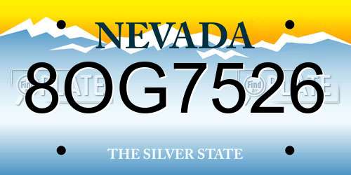 8OG7526 Nevada License Plate