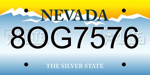8OG7576 Nevada License Plate