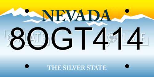 8OGT414 Nevada License Plate